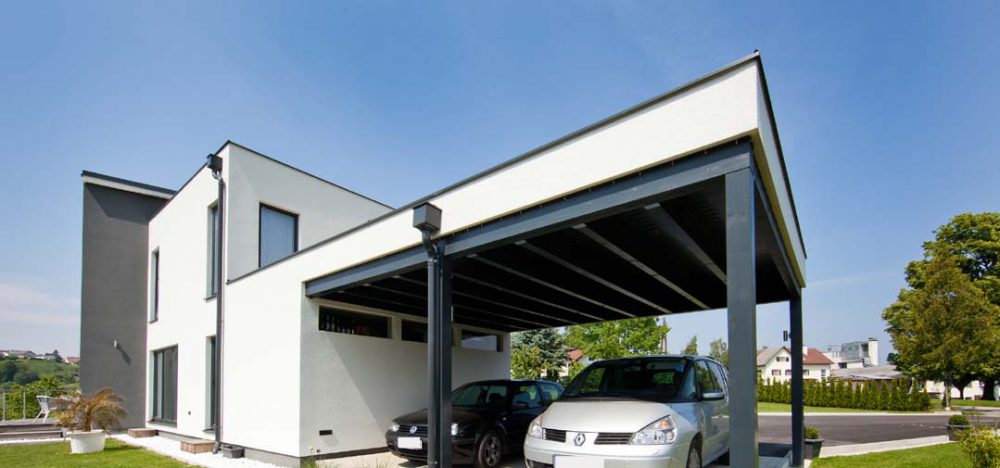 Carport in weiss Pichler Holzbau