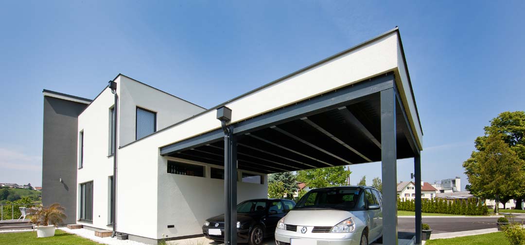 Carport in weiss Pichler Holzbau