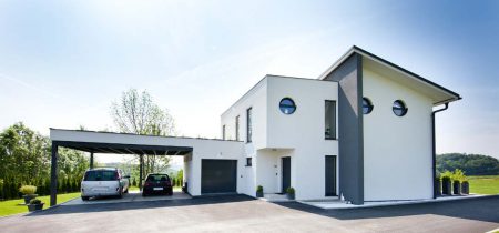 Carport in weiss Pichler Holzbau